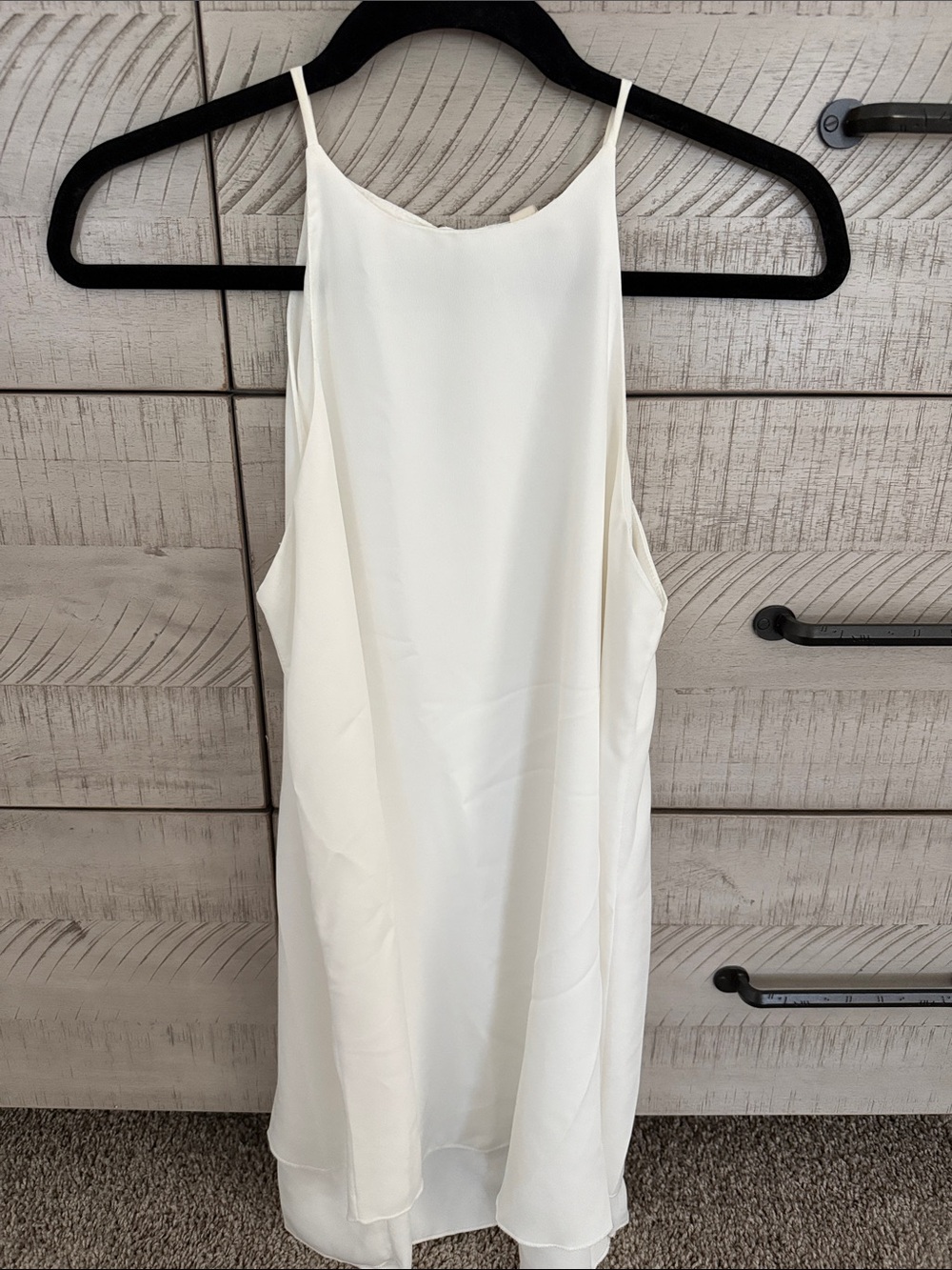 Tyche Cream Spaghetti-Strap Mini Dress